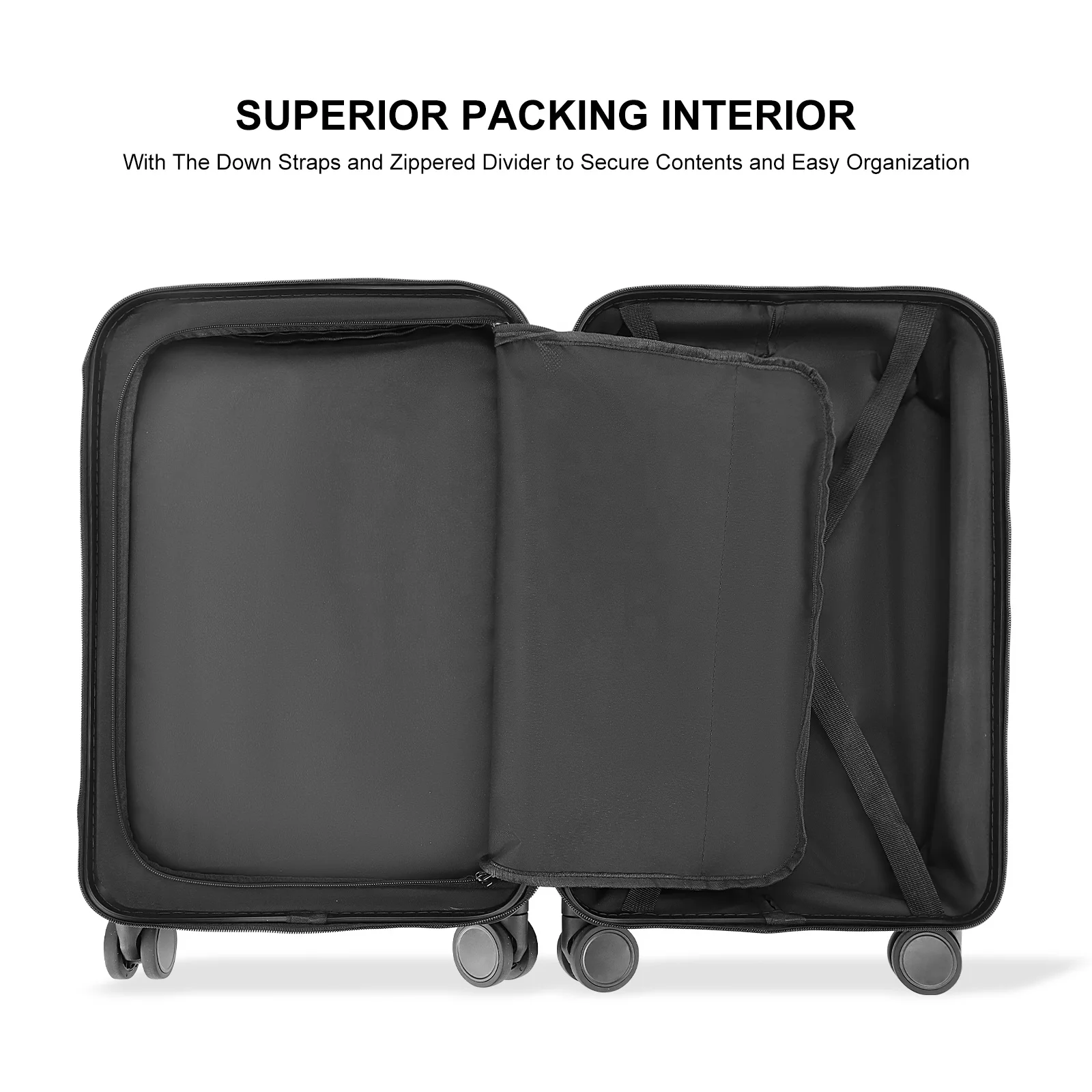 Emay New Designer Travel Aluminum Trolley Suitcase Carry on Luggage with Laptop Compartment and Cup Holder