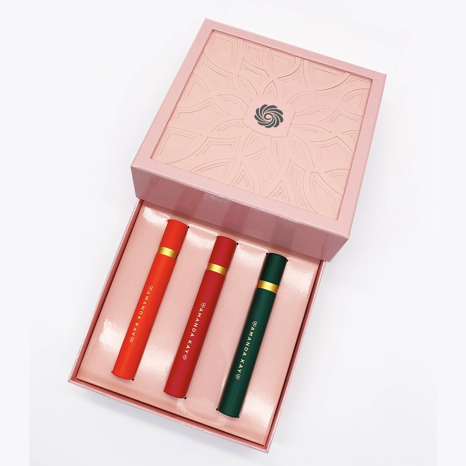 Competitive price laser cut image design cosmetic pink lip gloss lash eyeliner magnetic gift empty packaging boxes set