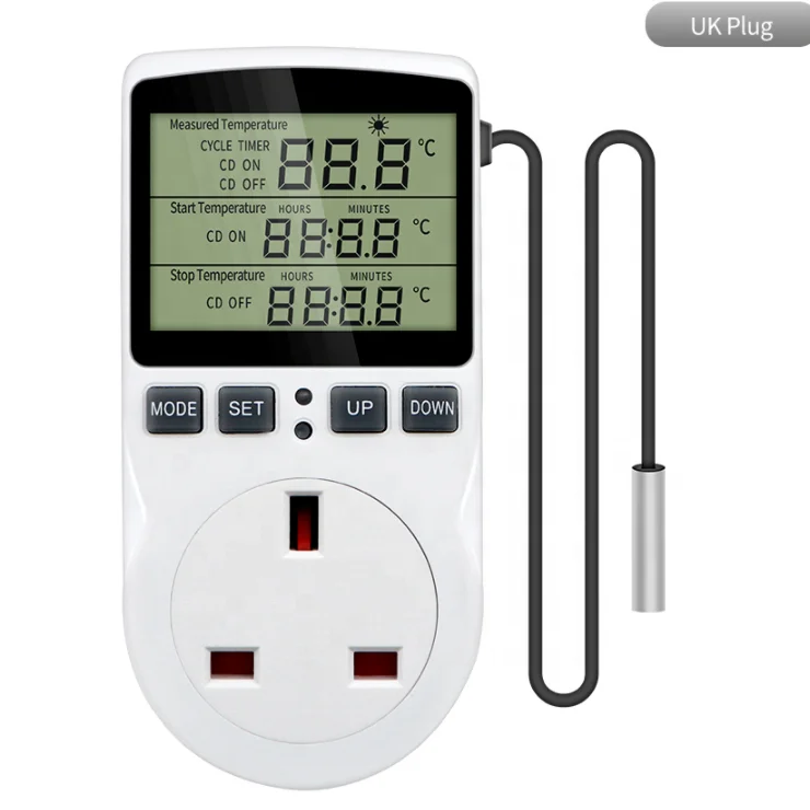 Thermostat Digital Temperature Controller Socket Outlet With Timer Switch Sensor Probe