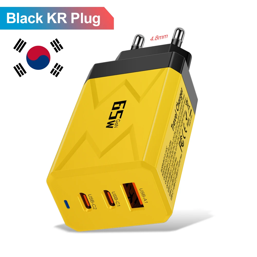 USB 65W Charger PD QC 3.0 Type-C Fast Charging Mobile Phone Chargers Adapter for Laptop iPhone Xiaomi Redmi Samsung Huawei