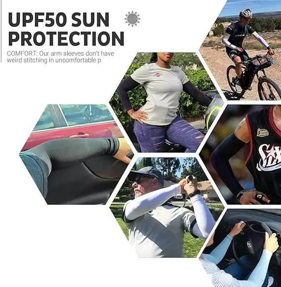 Elastic Outdoor Seamless Cycling Wear Ice Silk Fabric Cool Arm Sleeves Sleeves for Men & Women Unisex  Cycling Gloves