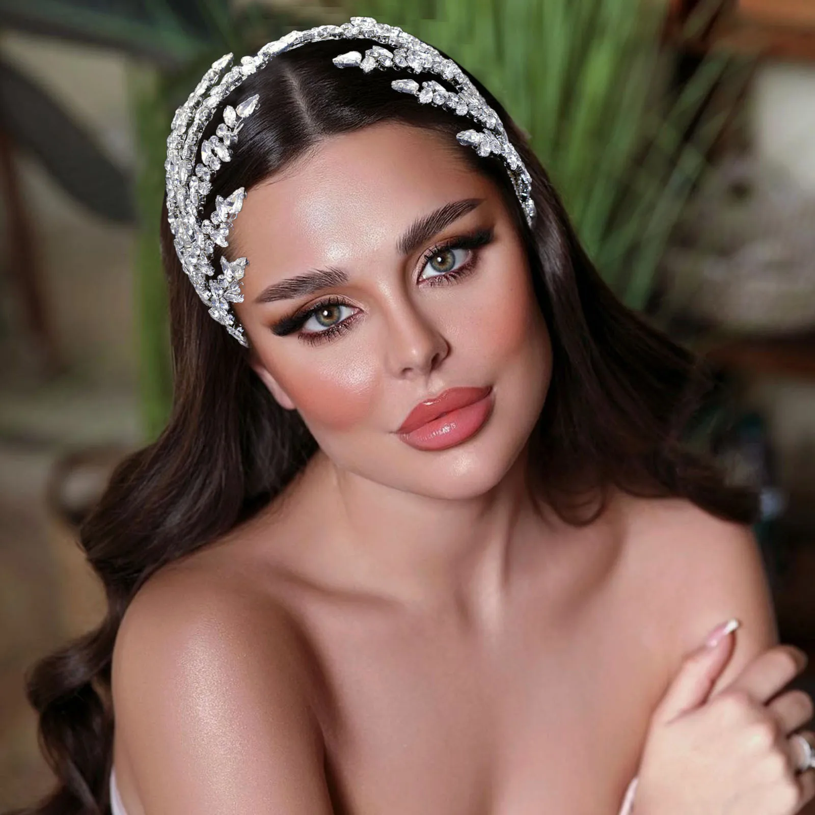 Луоксин ручной работы со стразами и листьями украшения для волос с кристаллами Свадебные аксессуары невесты повязка на голову