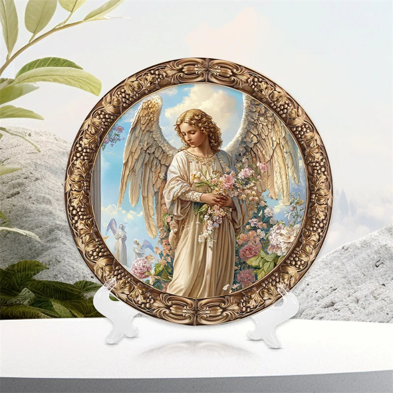 Fashion Art Decoration Popular Delicate Angel Girl Painting Element Resin  Plate Art Crafts