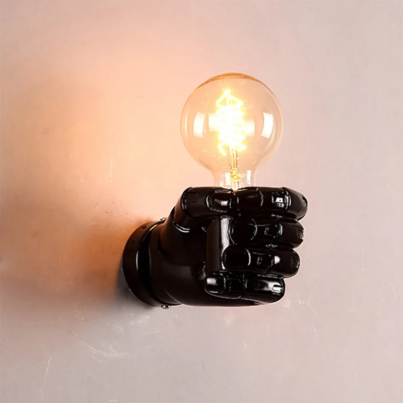 Vintage Resin Fist Wall Lamps LED Bulbs Corridor Lights Bedroom Living Room Wall Light Holder Home Decoration E27
