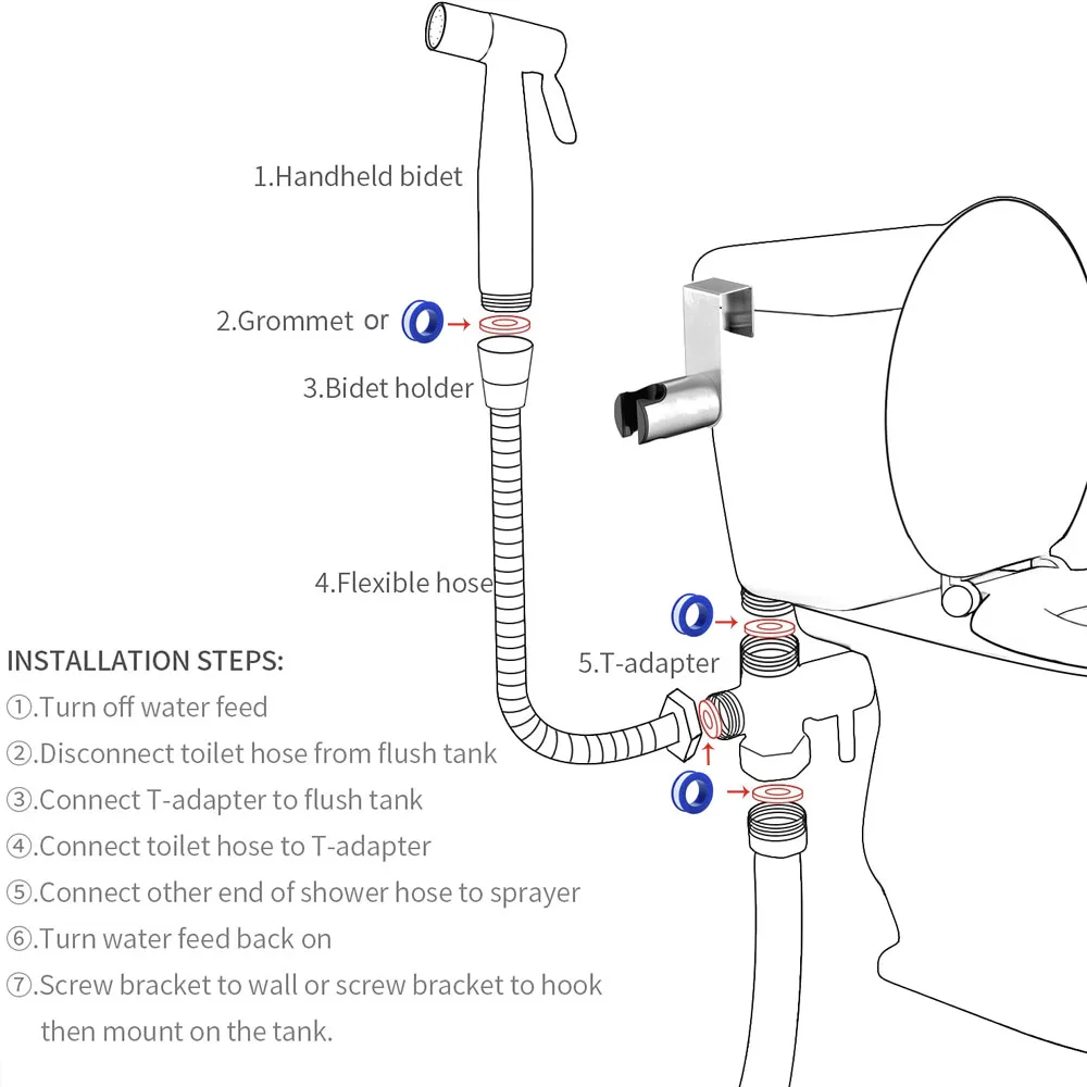 Handheld Bidet Sprayer Set For Toilet Stainless Steel Hand Bidet Faucet For Bathroom Hand Sprayer Shower Head Self Cleaning