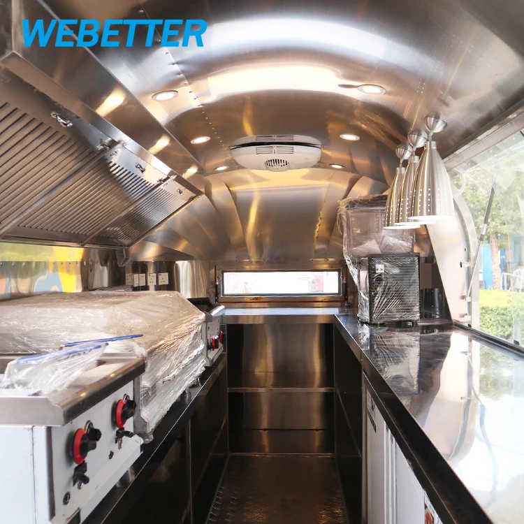 WEBETTER china mobile airstream food trailer manufacturer stainless steel remorque mobile fast food truck for sale Europe