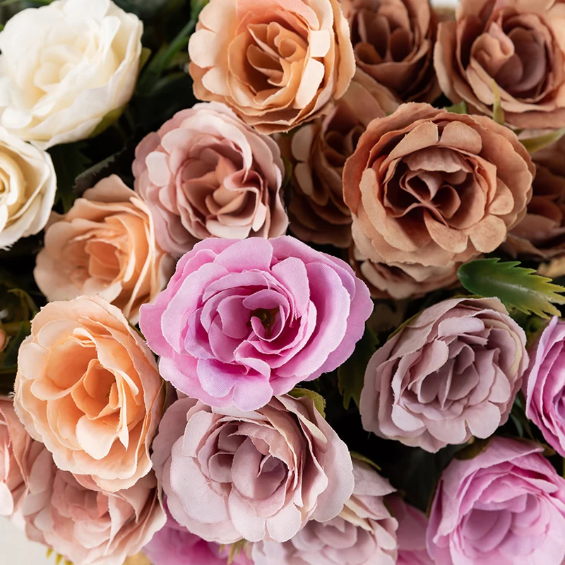 Factory Wholesale Small Rose Bouquet Wedding Decoration 10 Heads Rose Flowers For Wedding Home Decoration