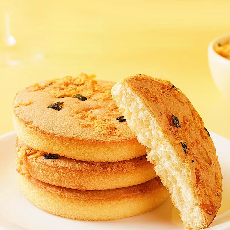 Wholesale Sweet Seaweed and Meat Floss Pancake Chinese Soft Sponge cake Breakfast Snacks Tea Cakes Pastry Fast delivery