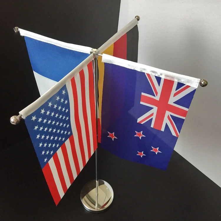 Custom high quality conference room office for four flags four fork desktop flag cheap office flagpoles