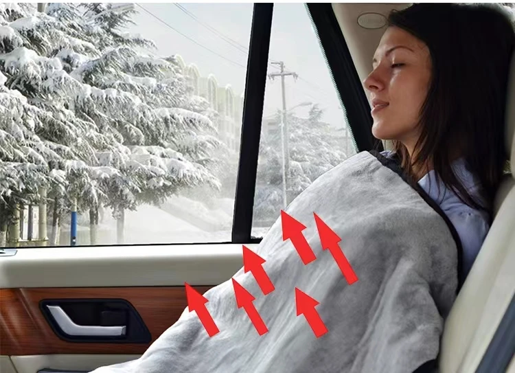 Winter camping warmer 12v technology low price competitive price throw electric heated blanket for car