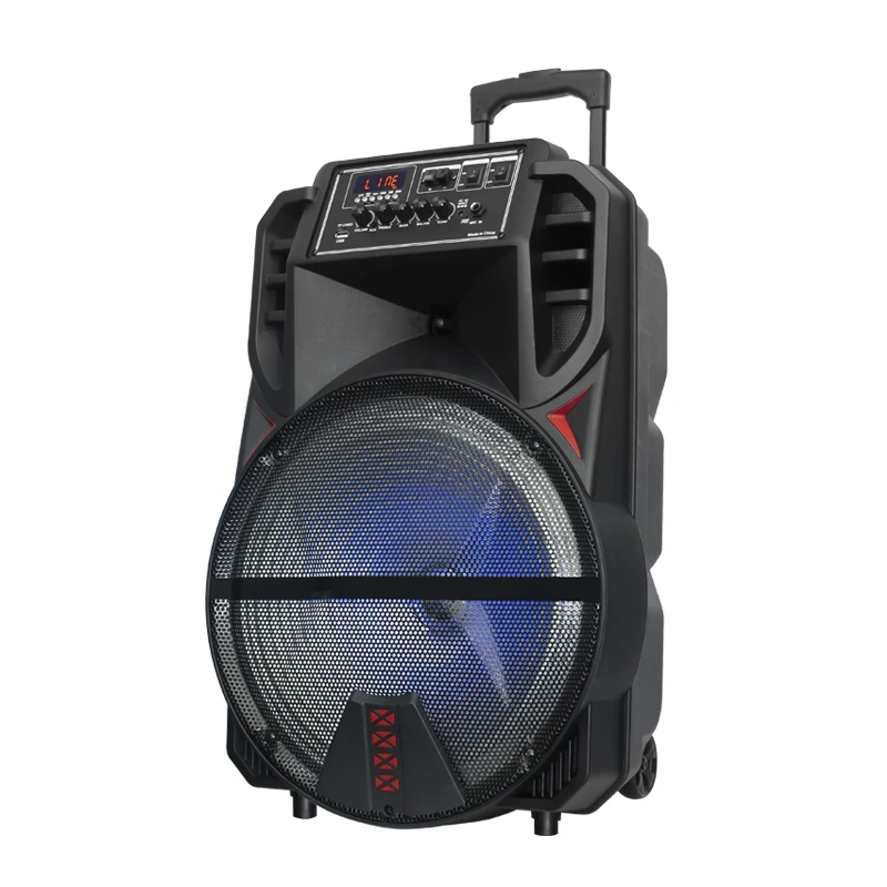15 Inch Trolley Speaker Outdoor 15 Inch  Hand-Held Subwoofer Portable Wireless Trolley Speaker with Bluetooth USB TF FM Aux