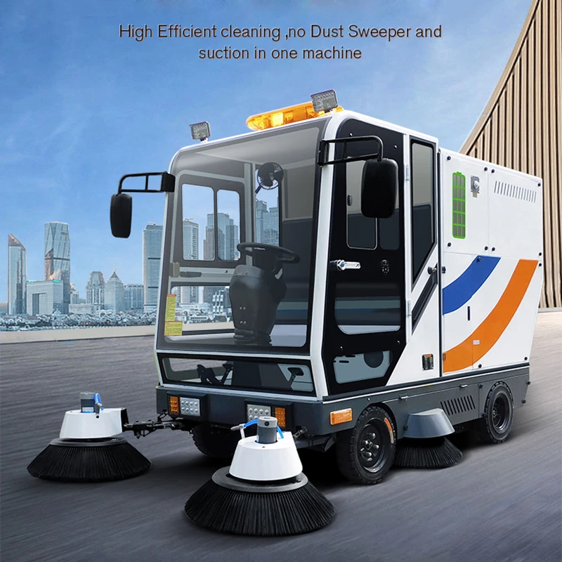 Full Closed Electric Big Street Sweeper Car Four-wheel Sweeper Commercial Ride On Road Floor Sweeper