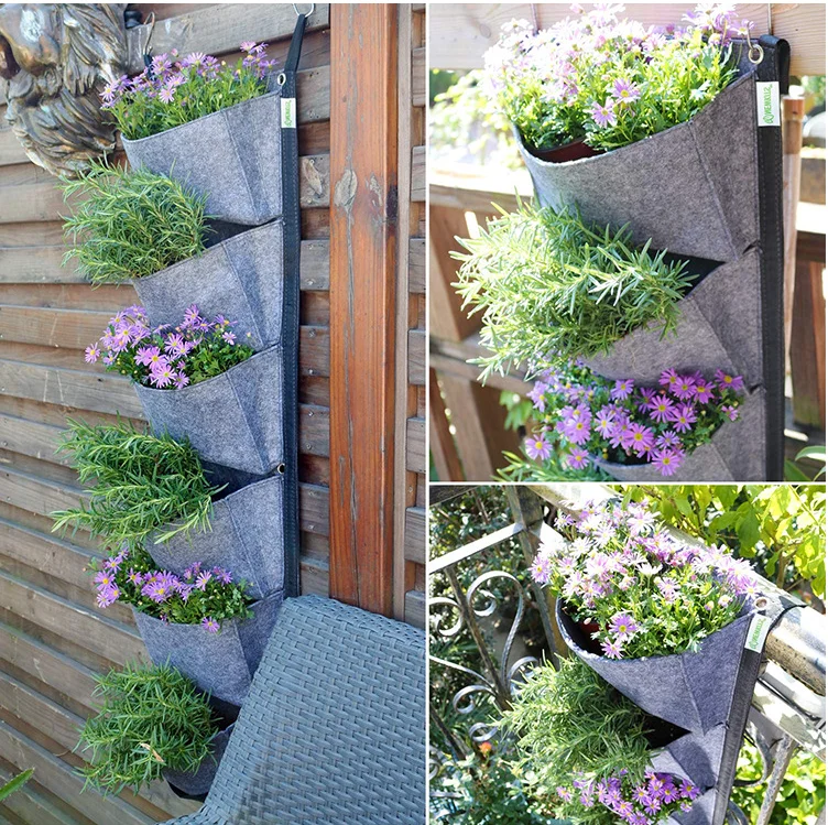 wall hanging flower pots, felt grow bags ,hanging planter