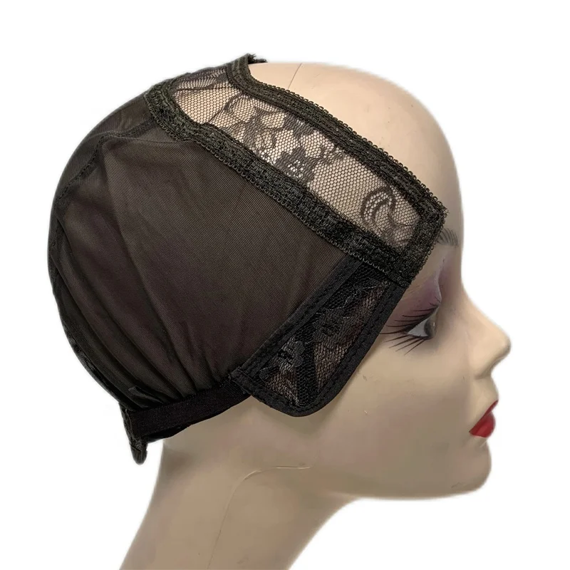 High Quality Ventilated Wig Making Cap Elastic Band Wigs With Cap Adjustable U Part 4X4 Spandex Mesh Dome Wig Cap