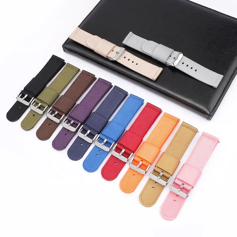 Wrist Band for Amazfit Bip 18mm 20mm 22mm 24mm Nylon Canvas Strap for Samsung Galaxy Watch 4 40/44mm Classic 42/46mm Gear S2 S3