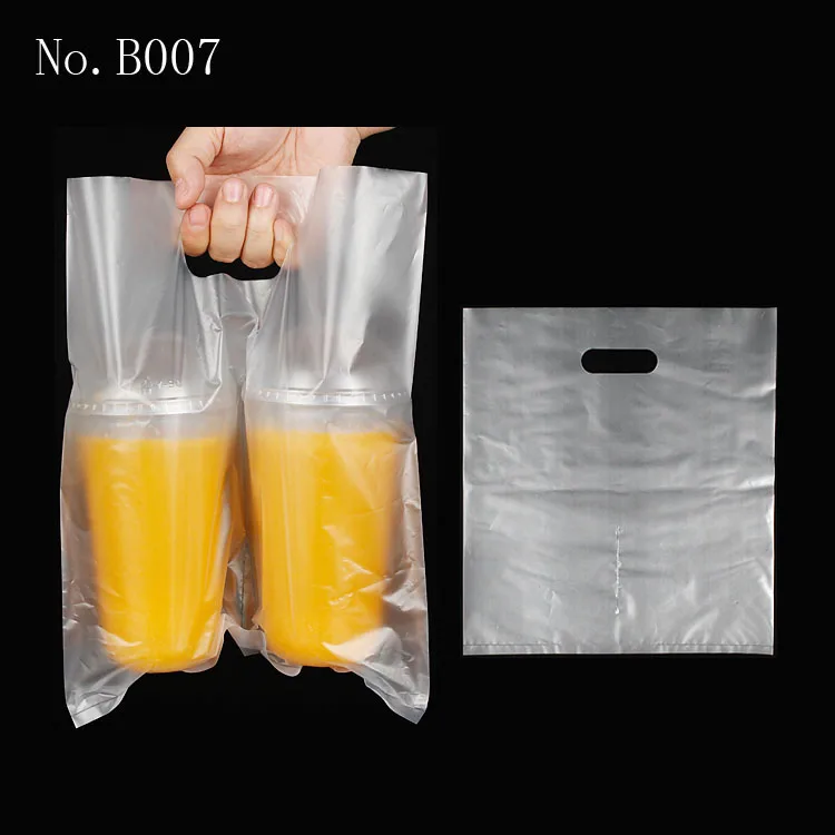 Plastic Cup Bag Take Out PP Bag Custom Package Pack Coffee Drink PE Double Cup Bag
