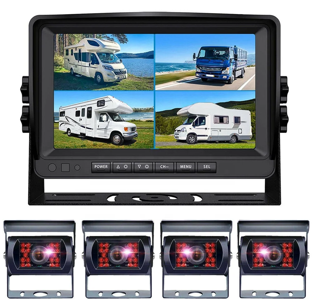 Заводская поставка для грузовика автобуса автофургона RV 9 дюймов Full HD четырехъядерный раздельный монитор с двумя объективами Встроенная циклическая запись и комплект CCD-камер