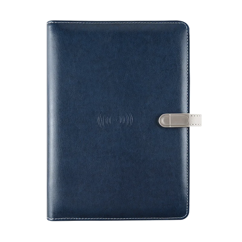 Dairy Notebook Agenda With Power Bank Mobile Charging Custom Logo PU Leather Cover Notepad Magnetic USB Flash Drive Disk