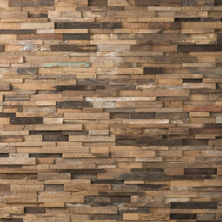 MUMU DESIGN Square Wooden Mosaic Self Adhesive Wood Wallboard Planks Reclaimed Rustic Look Wood Mosaic