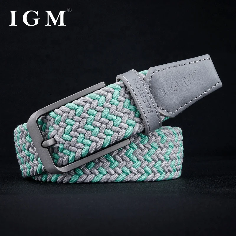 IGM Comfortable Adjustable Buckle Free Mens Elastic Woven Stretch Jeans Belts