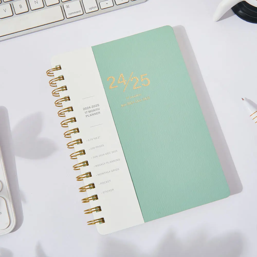 2025 Agenda Book Planner Daily Weekly Plan Book English A5 spiral binding Book Wholesale customizable 17 months planner