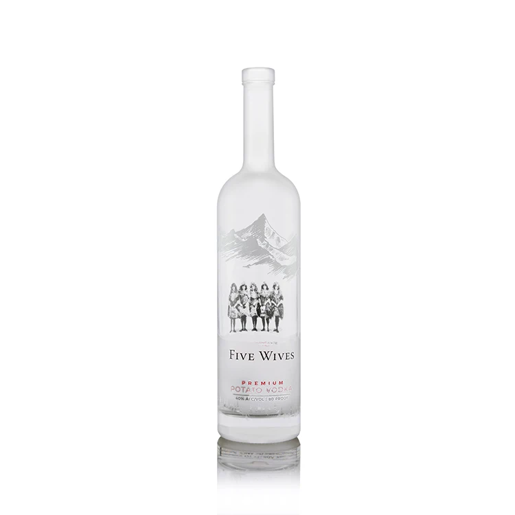 Matte frosted customized 750ml Wine Bottle Empty spirits vodka glass bottle.
