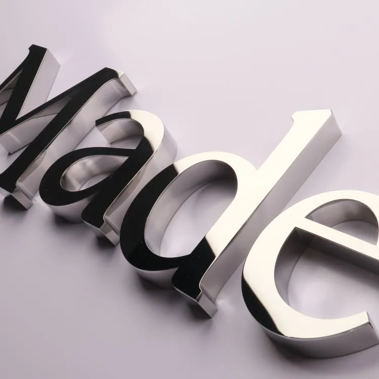custom 3d metal business sign letters aluminum silver mirrored stainless steel logo wall sign office signs