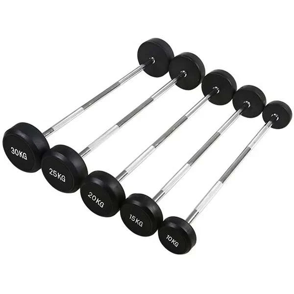 
Rubber Round Head gym fitness 10kg15kg20kg25kg30kg50kg dumbbell barbell set 