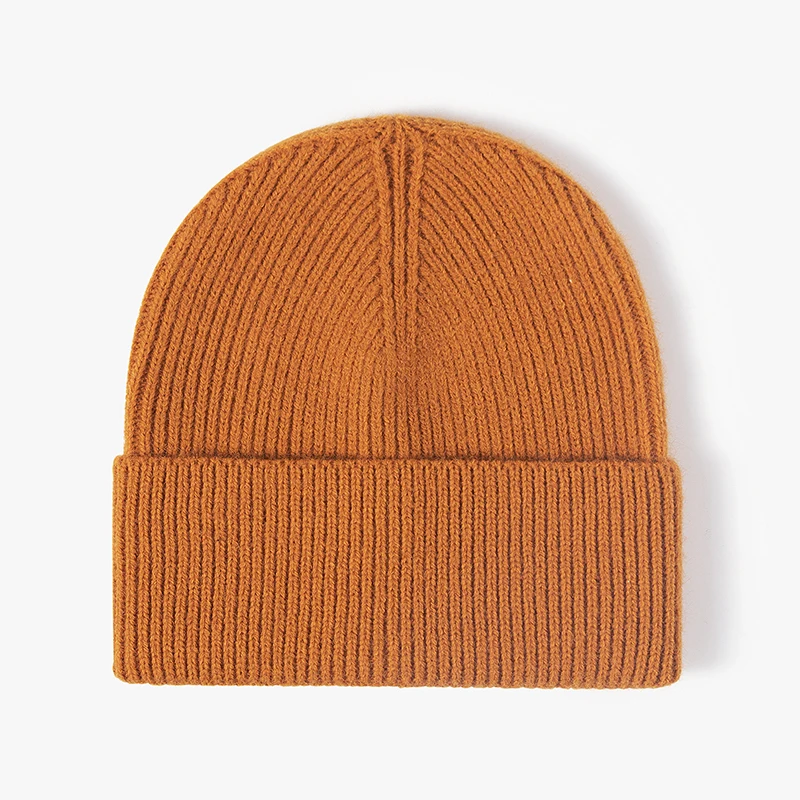 Wholesale Unisex Reversible Winter Hat Double Layer Cashmere Knitted Beanie Custom Blank High Quality Seamless Slouch Pompom
