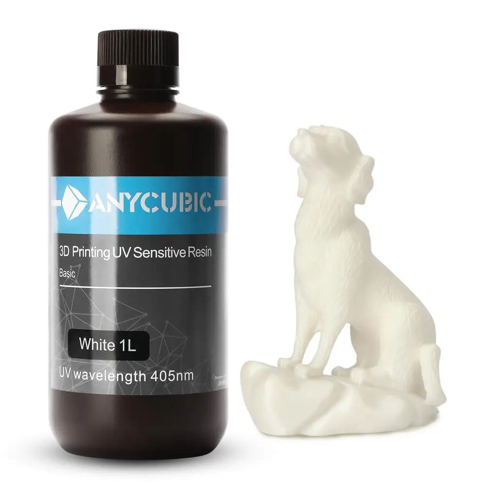 LCD 3D PRINTER UV 405 nm Resin 500ml/1L Black White Color materials from Anycubic