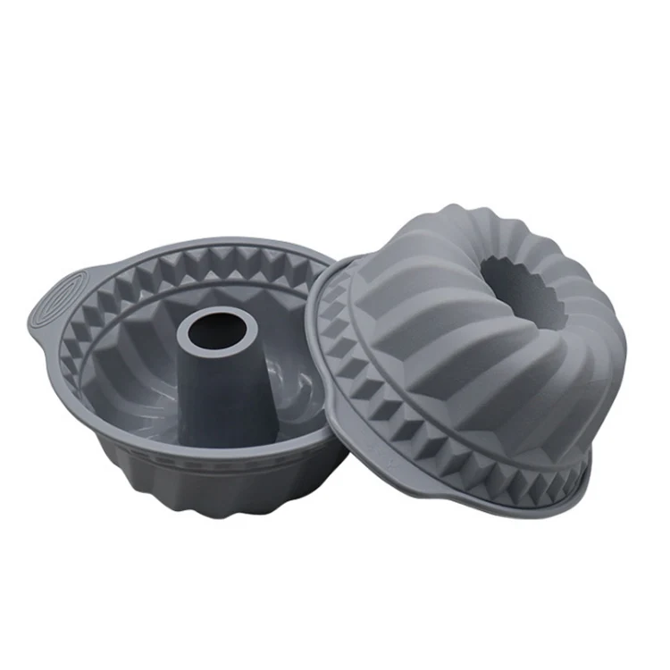 Large 10 Inch Round Cake Baking Mold Food Grade Silicone Cake Mold Non Stick Bakeware Fluted Tube Cake Pan