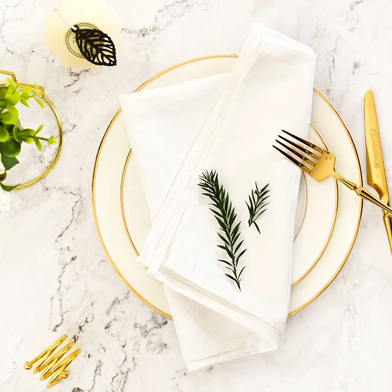 Wedding Cotton Table Cloth Sanitary Napkins Washable Fabric White Jacquard Napkin