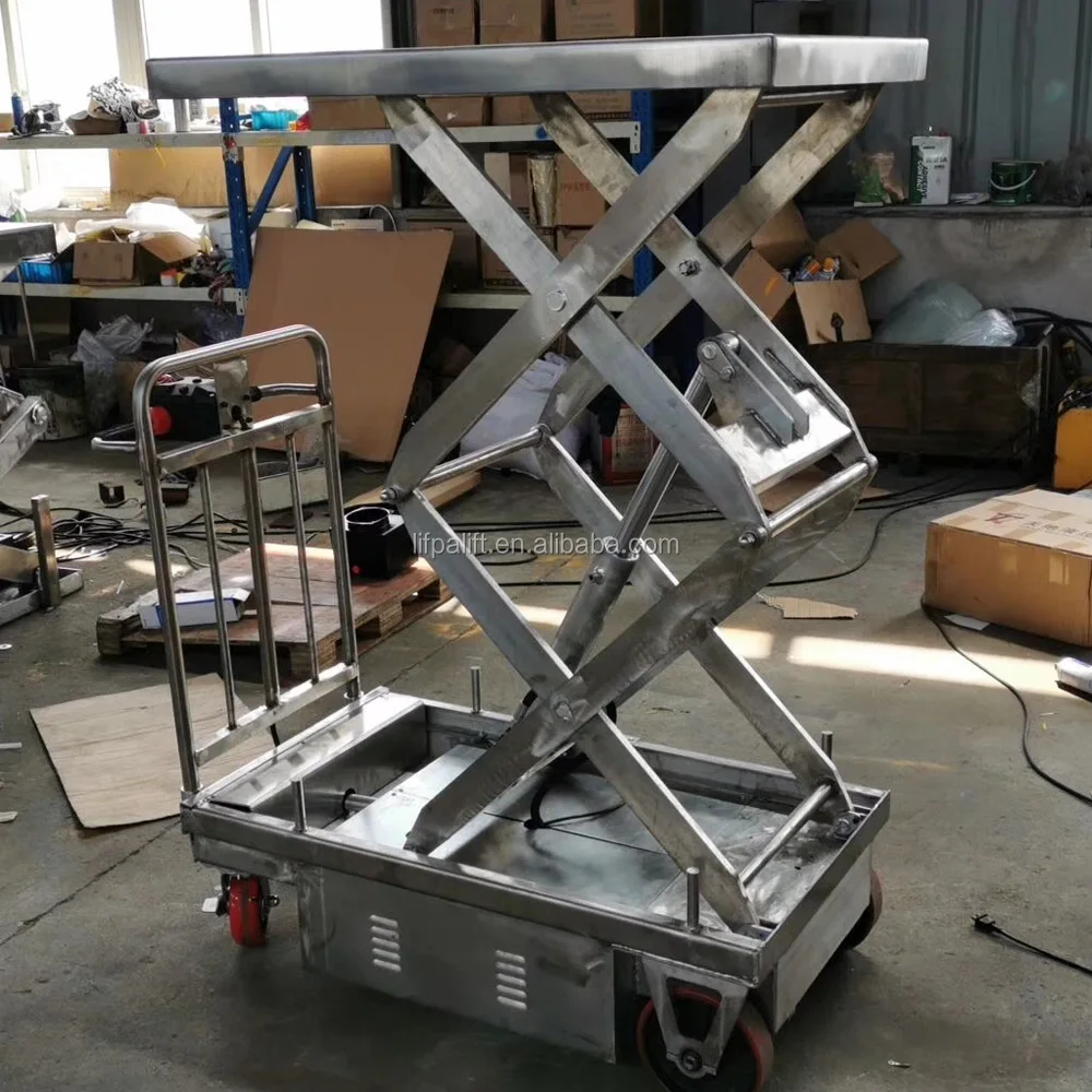 500kg Portable Manual Hydraulic Stainless Steel Scissor Lift Trolley