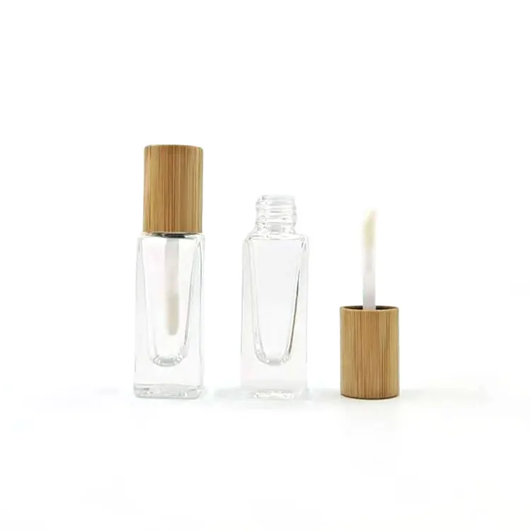 liquid lipstick bottles big brush lip gloss tubes packaging custom 6ml clear glass lipgloss lip gloss tube container with brush