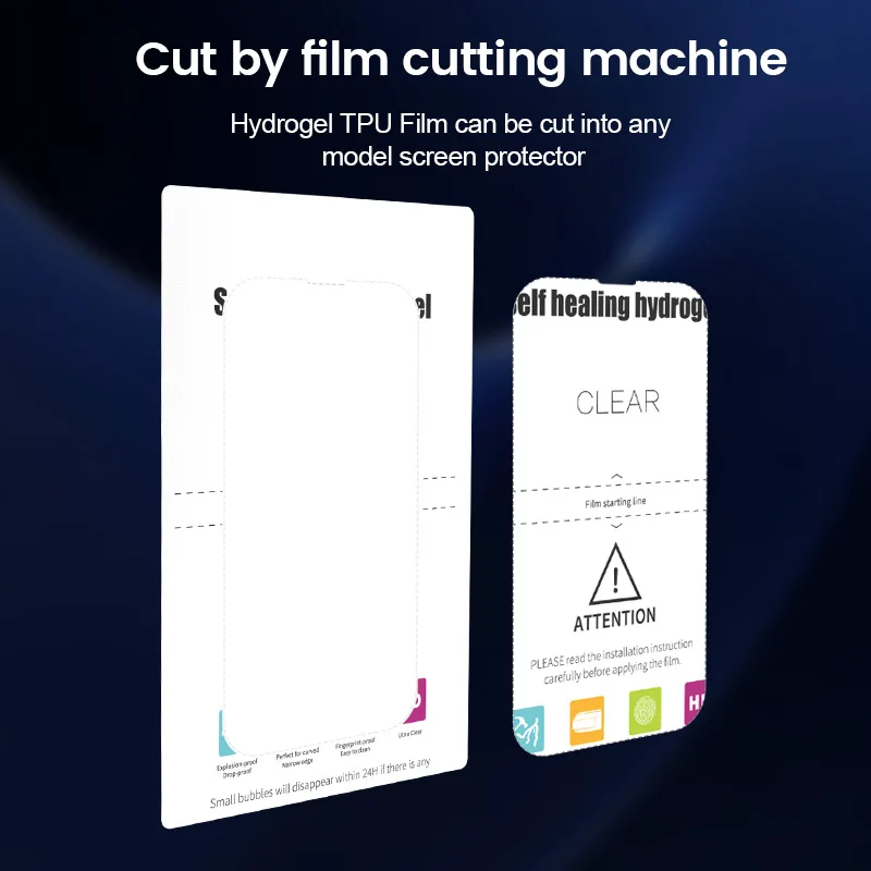 Wholesale 180*120mm bubble free screen protector film sheet HD clear TPU hydrogel film for Iphone Series Any model size