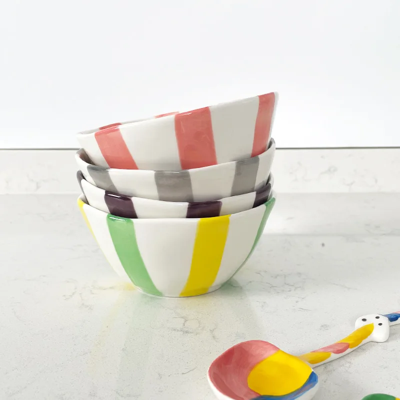 Solhui Irregular Ins Candy Salad Bowl Ceramic Yogurt Oatmeal Pasta or Soup Bowls