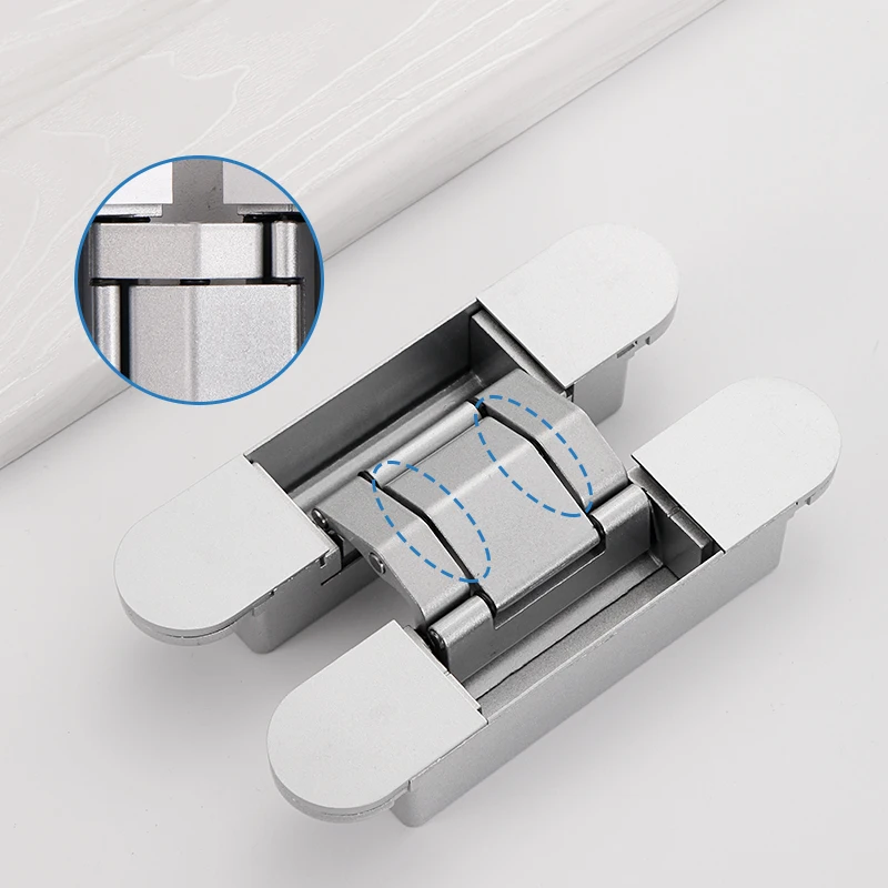 Zinc alloy Heavy Duty Bearing 80Kg Indoor 180 Degree Adjustable Invisible Concealed Hidden Wooden Door Hinges