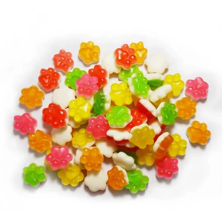 Halal factory pet claw shaped custom gummy jelly candy bulk fruit soft candy wholesale sweets