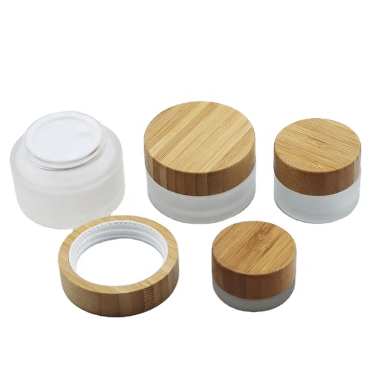 real matt 20 ml 50g 100g frosted scrub glass cosmetic jar containers and packing glass cream jar with bamboo cap wood lid