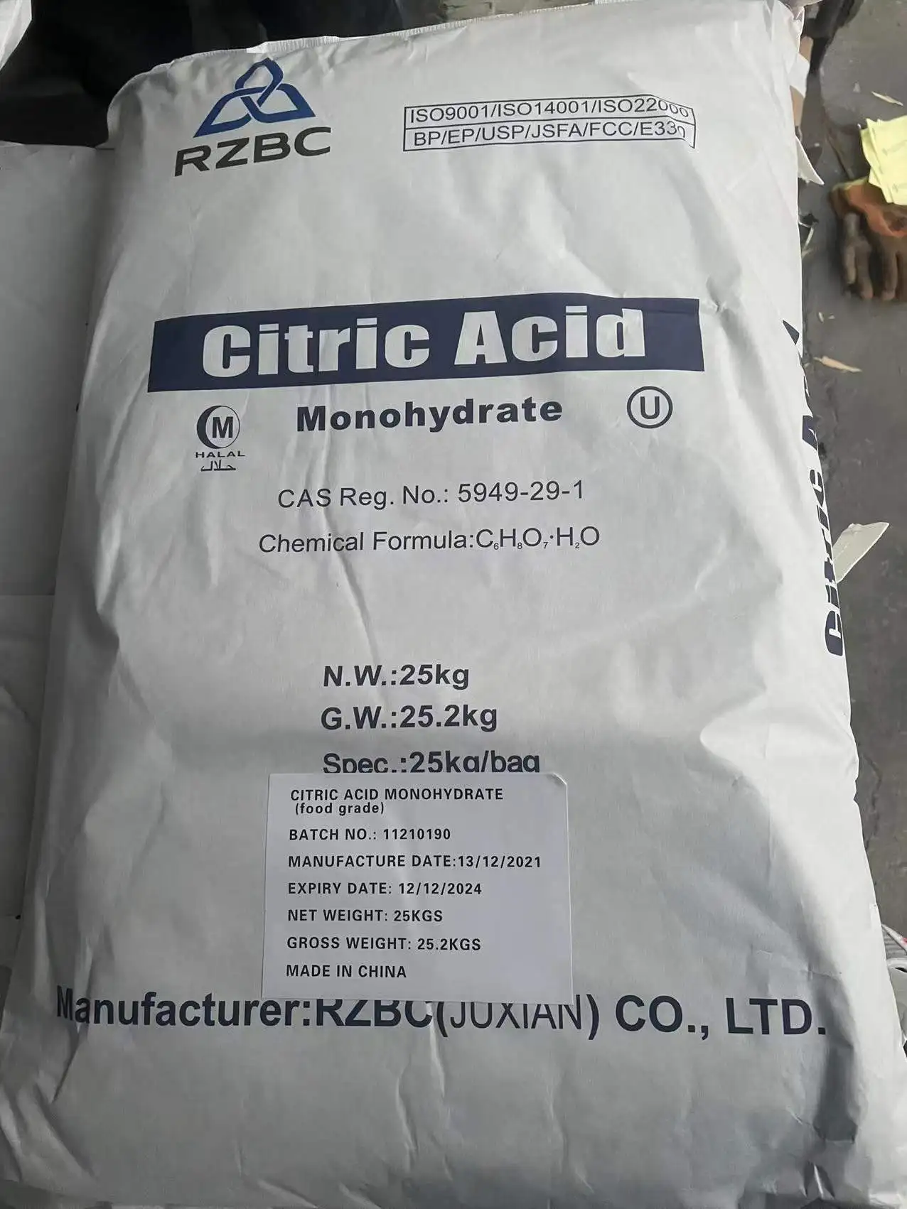 RZBC/lemon Star CAM Citric Acid Monohydrate Stock,ready to Ship