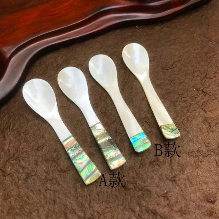 Ложка из натуральной ракушки с длинной ручкой, детская ложка с цветочной ручкой, изысканная десертная ложка для кофе, посуда