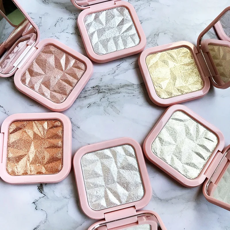 High pigmented pink highlighter private label face makeup highlighter palette