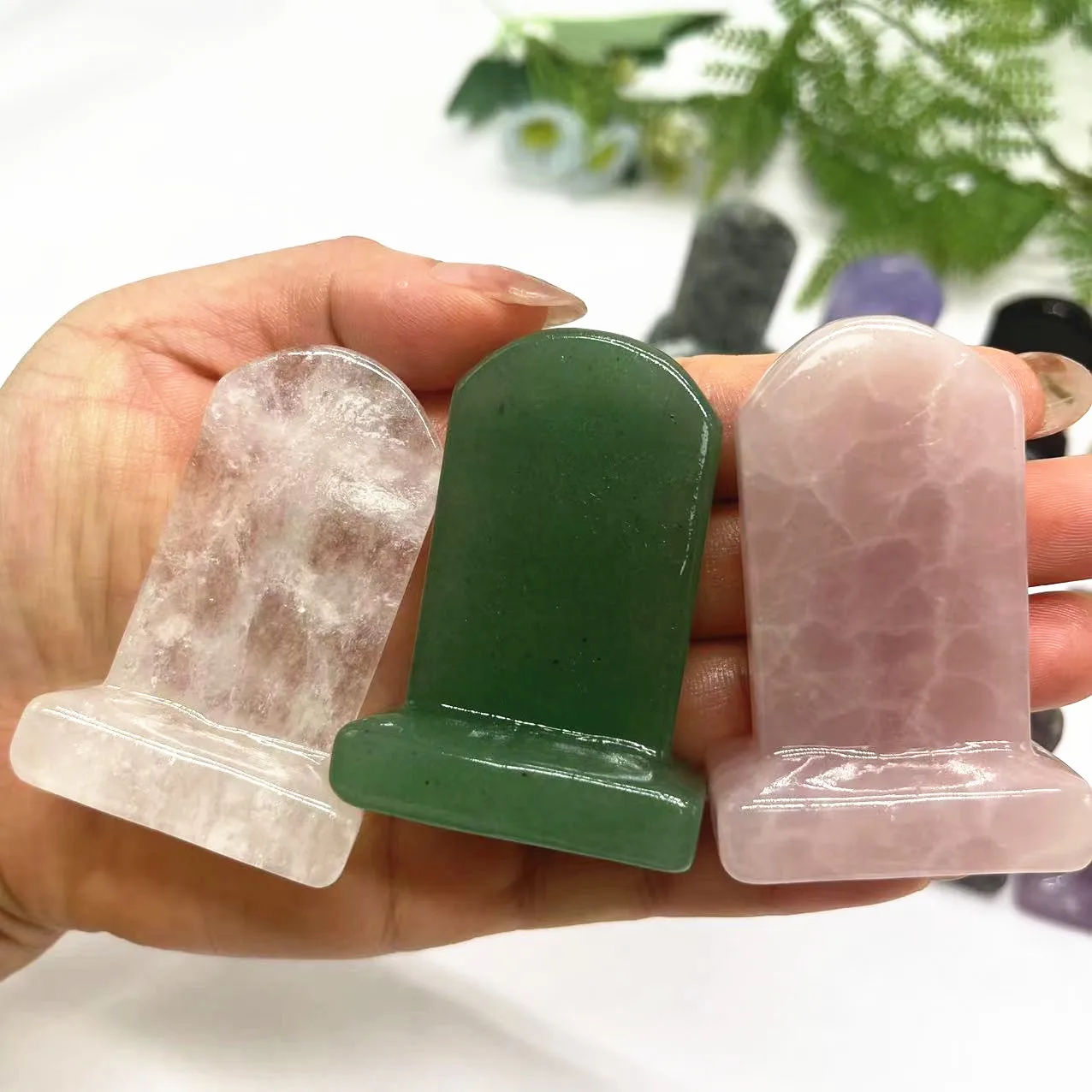 Wholesale Bulk Various Crystal Carving Crystal Tombstone Hand Carved Tombstone Crystal For Halloween