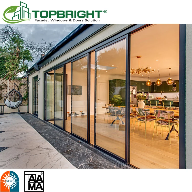 White Soundproof Pocket Doors Sensor Frameless Aluminum Interior Noiseless Sliding Glass Patio Doors With Screen