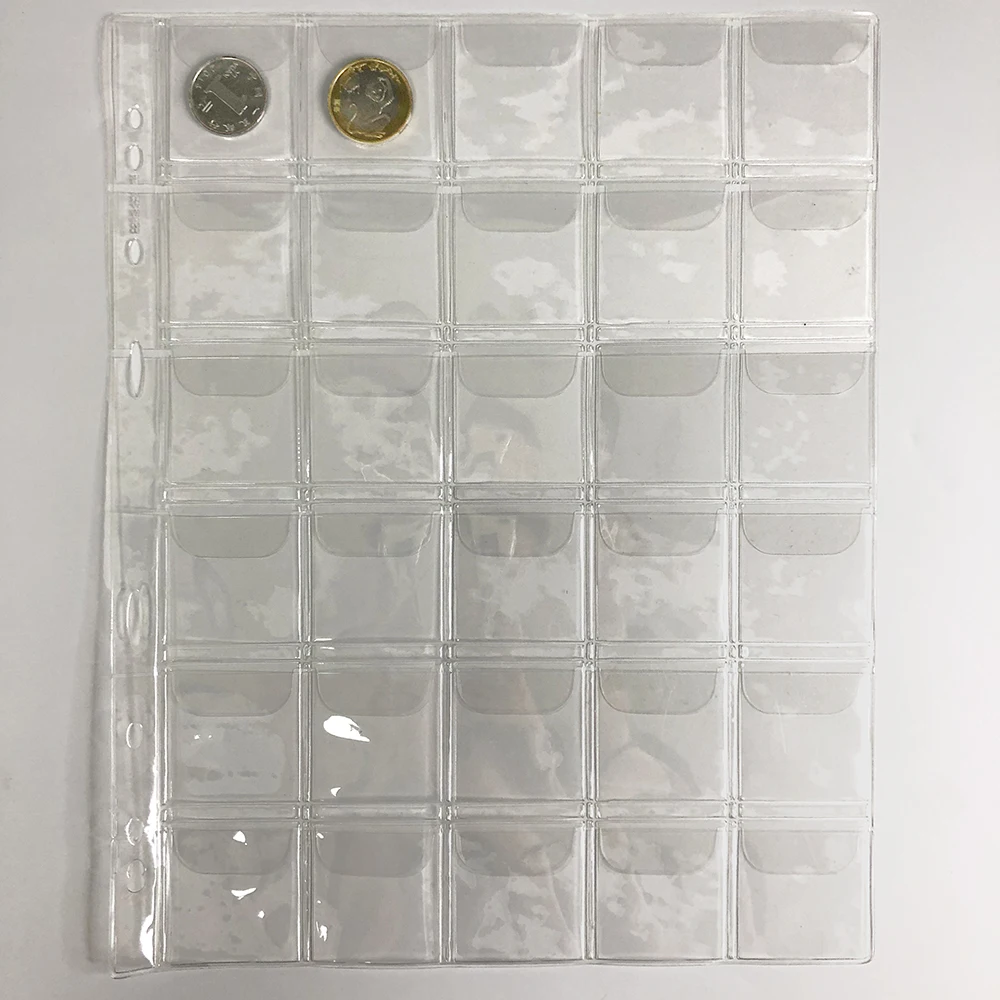 Coin flip board PVC film photo album inner page 30 pockets / ring binder albums display