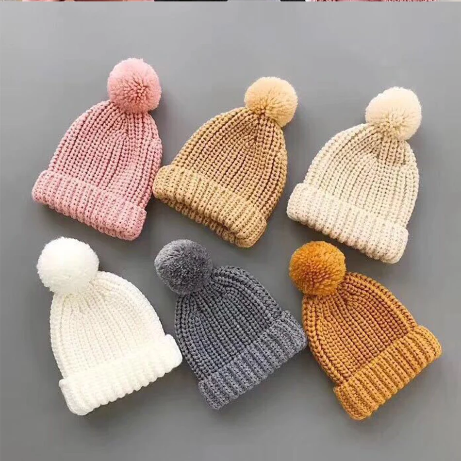2023  high quality knitted hats knit beanie kids winter baby hat with custom logo