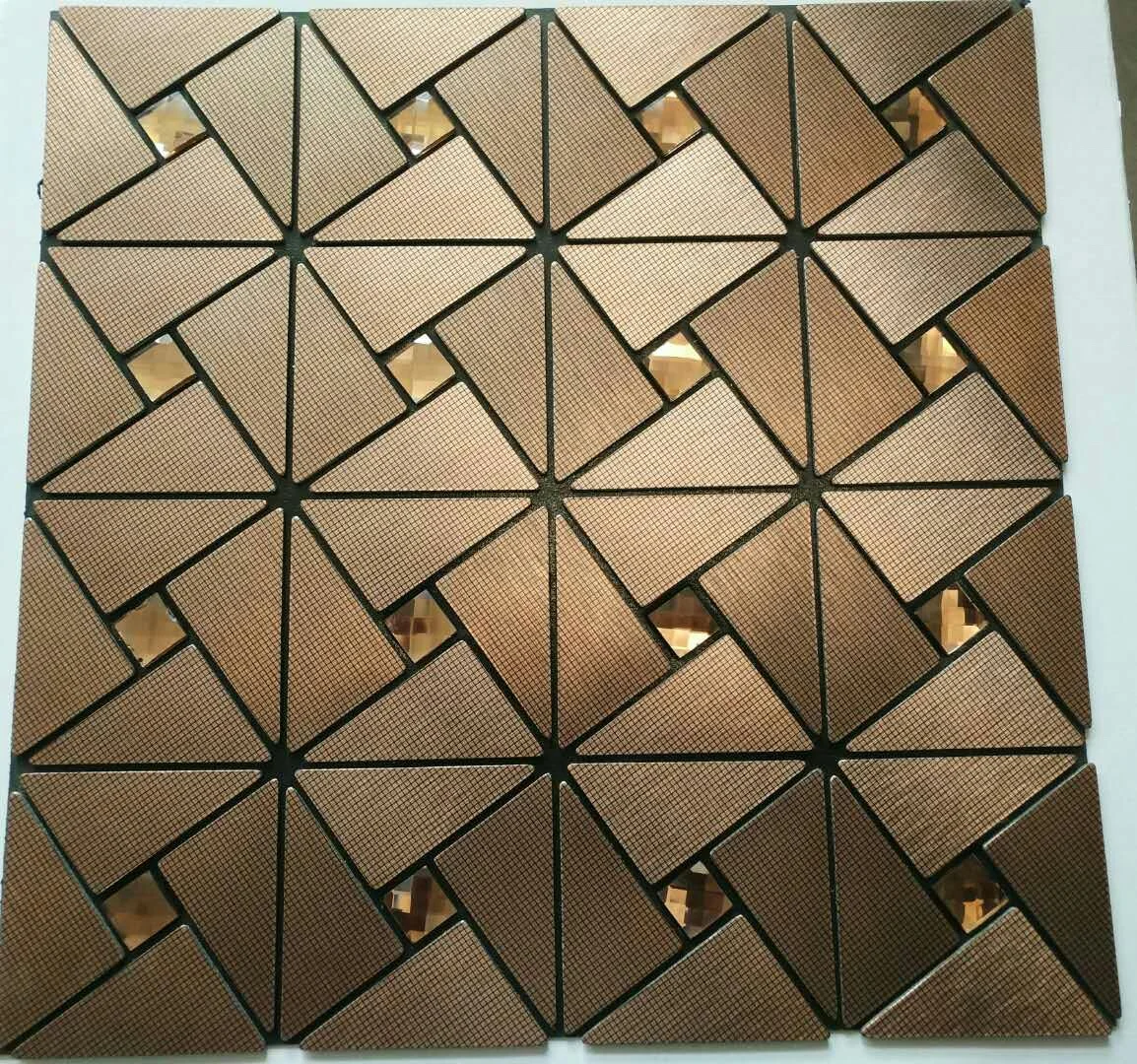 Windmill design 30*30cm  crystal glossy  Wall Decoration  Self-adhesive Aluminium Mosaic Tiles