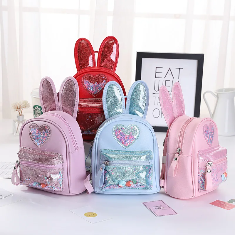 2022 Fashionable Sequins Korea Style Cartoon Rabbit Designer Backpack School Bags Trolley School Bags for Girls