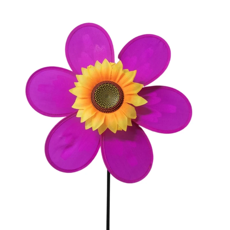 Outdoor Decorative Single Pinwheel Purple Sunflower Shaped Removable Toy Windmill For Sale