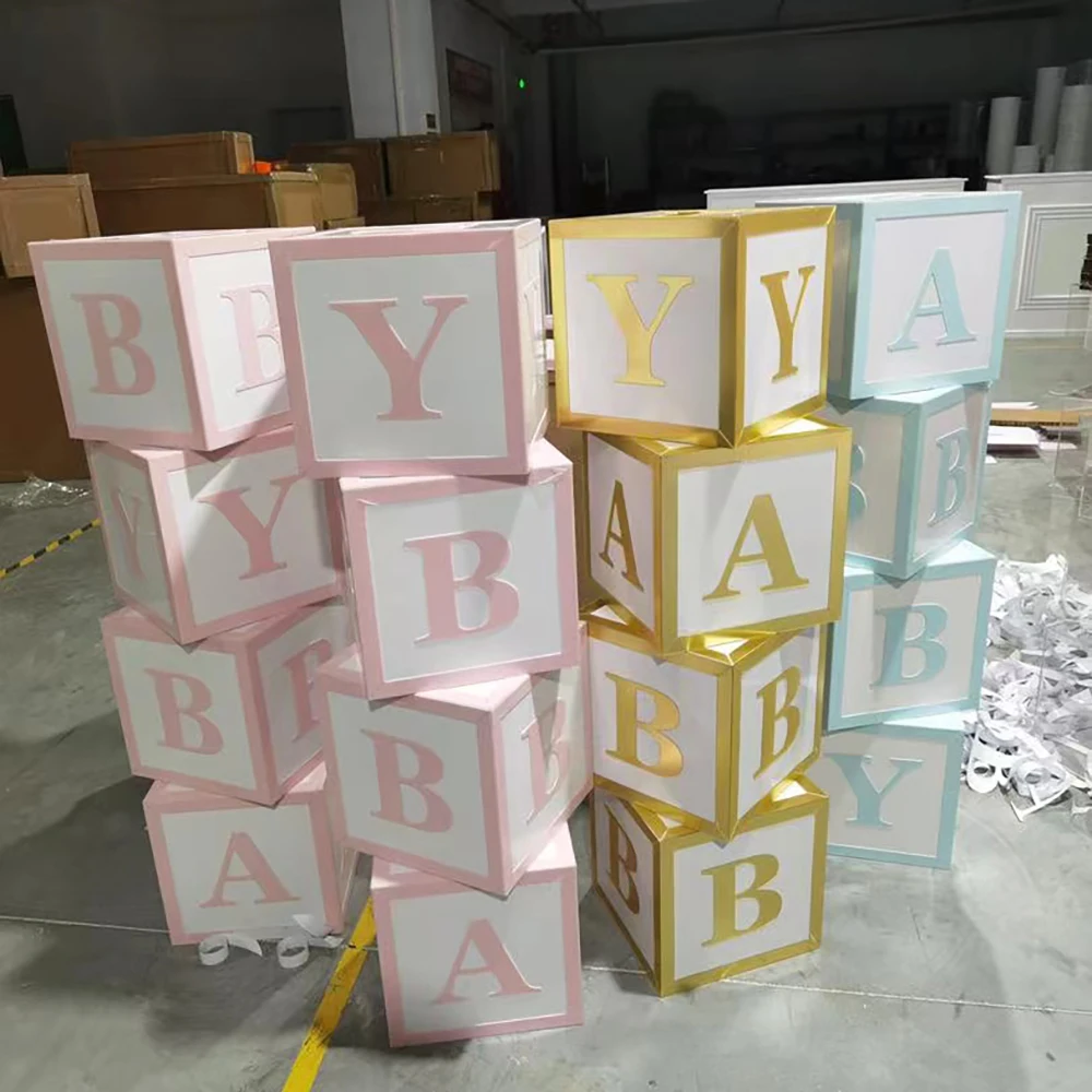 Square Acrylic Baby Blocks Baby Clear ABC Display Shower For Party Supplies